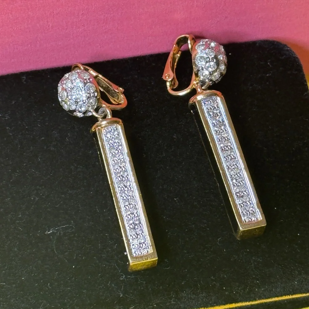 Valentino Black and Gold Crystal Earrings - Picture 13 of 15